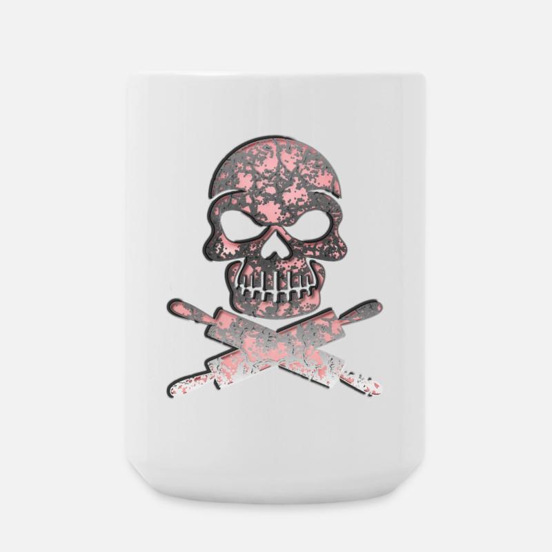 Schädel Totenkopf mit Teigrollen - Große Tasse 440 ml - Weiß