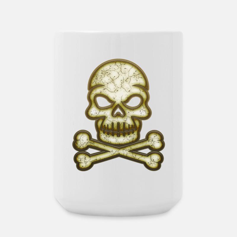 Dekorativer Schädel Totenkopf - Große Tasse 440 ml - Weiß