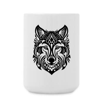 Tête de loup noir - Grande tasse 440 ml - blanc - Devant
