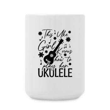 Ukulele Mädchen - Große Tasse 440 ml - Weiß - Vorne