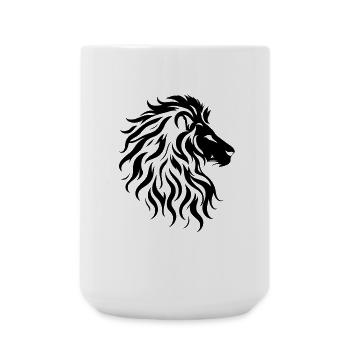 Majestic lion head silhouette - Large Mug 440 ml - white - Front