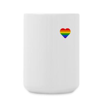 LGBTQ Regenbogen Herz Pride Flagge Gay CSD LGBT - Große Tasse 440 ml - Weiß - Vorne