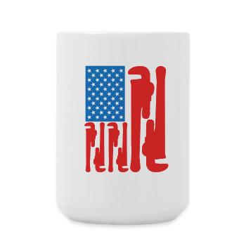 4th of July USA Plumber - Large Mug 440 ml - white - Front