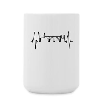 Porto Skyline Herzschlag Portugal Herz Love Porto - Große Tasse 440 ml - Weiß - Vorne