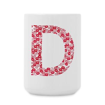 Lettre D - kiss tee shirt - Grande tasse 440 ml - blanc - Devant