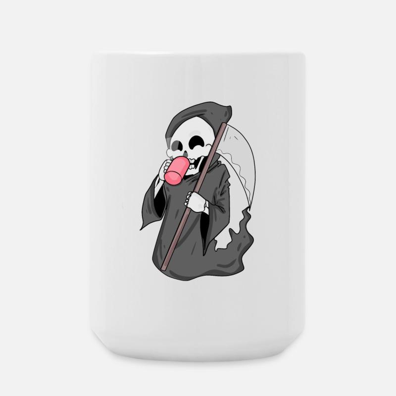 Sensenmann mit Kaffee - Große Tasse 440 ml - Weiß