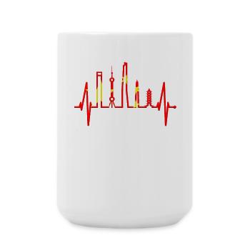 Shanghai Skyline Heartbeat China I Love Shanghai - Large Mug 440 ml - white - Front