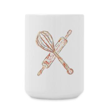 Rolling pin and hand mixer drawing - Large Mug 440 ml - white - Front