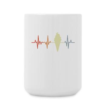 Cornet de crème glacée palpitations coeur look vintage - Grande tasse 440 ml - blanc - Devant