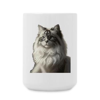 Portrait de visage de chat moelleux - Grande tasse 440 ml - blanc - Devant