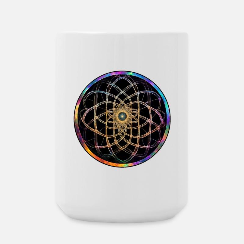 Regenbogen Mandala Kreismuster - Große Tasse 440 ml - Weiß