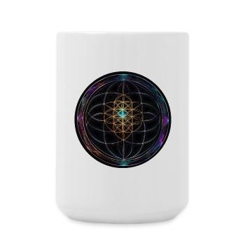 Metatron Scheiben Mandala Glow - Große Tasse 440 ml - Weiß - Vorne