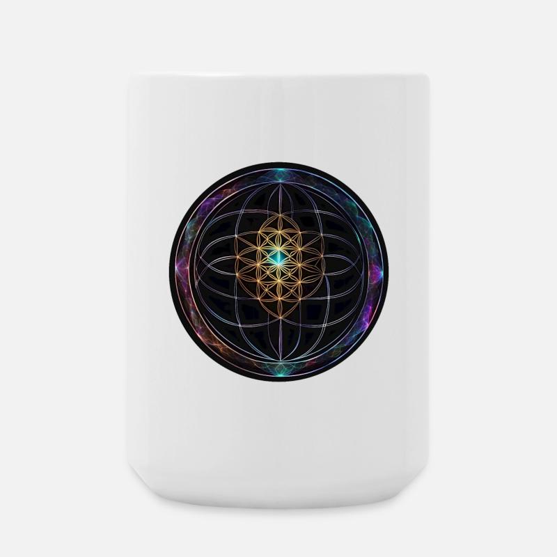 Metatron Discs Mandala Glow - Large Mug 440 ml - white