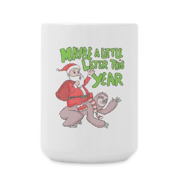 Paresseux père Noël cadeau de Noël - Grande tasse 440 ml - blanc - Devant