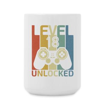 Level 18 Unlocked 18th Video Gamer Birthday Boy - Large Mug 440 ml - white - Front