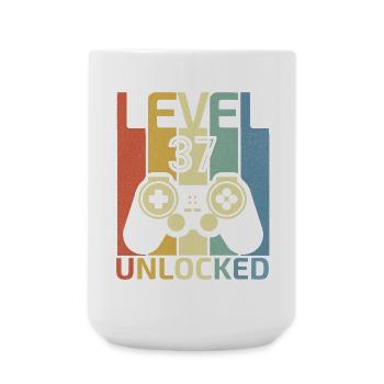 Level 37 freigeschaltet Lustiger Videospieler 37. Geburtstag - Große Tasse 440 ml - Weiß - Vorne