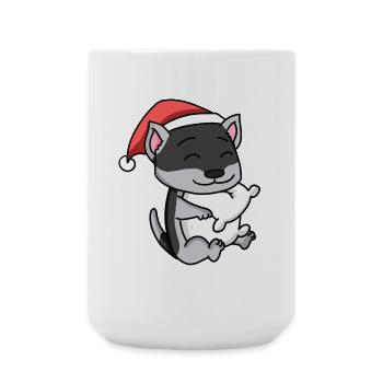 Siberian Husky Hund Tier Weihnachten - Große Tasse 440 ml - Weiß - Vorne
