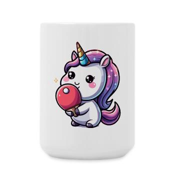 Einhorn Unicorn mit Tischtennisschläger  - Große Tasse 440 ml - Weiß - Vorne