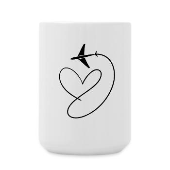 Flugzeug Flieger mit Herz - Große Tasse 440 ml - Weiß - Vorne