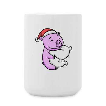 Pig Cute Tired Christmas - Large Mug 440 ml - white - Front