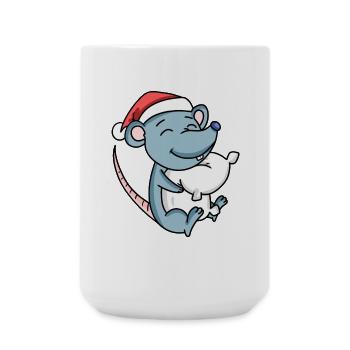 Maus Niedlich Müde Weihnachten - Große Tasse 440 ml - Weiß - Vorne