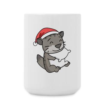 Katze Niedlich Sibirische Katze Müde Weihnachten - Große Tasse 440 ml - Weiß - Vorne