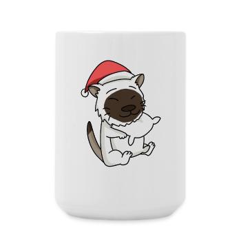Katze Niedlich Birma-Katze Müde Weihnachten - Große Tasse 440 ml - Weiß - Vorne