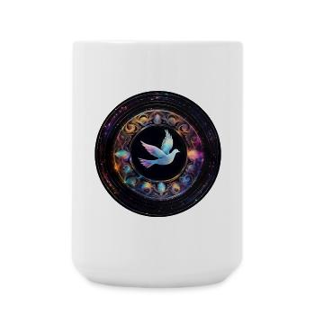 Colombe de lumière dans le cercle cosmique - Grande tasse 440 ml - blanc - Devant