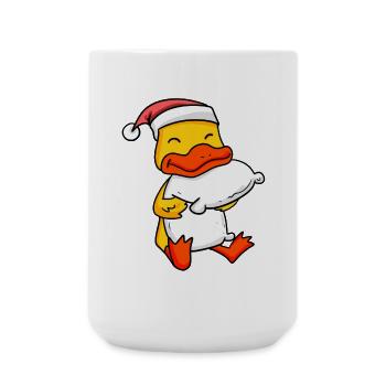 Canard Mignon Fatigué Dormir À Noël - Grande tasse 440 ml - blanc - Devant