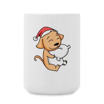 Dog Cute Tired Sleeping In Christmas - Large Mug 440 ml - white - Front