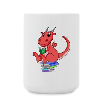 Bücher Drache Drachen - Große Tasse 440 ml - Weiß - Vorne