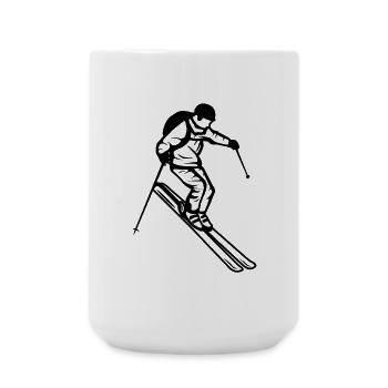Lustiger Skifahrer - Große Tasse 440 ml - Weiß - Vorne