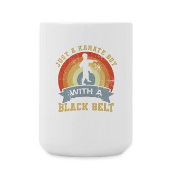 Garçon de karaté avec ceinture noire - Grande tasse 440 ml - blanc - Devant