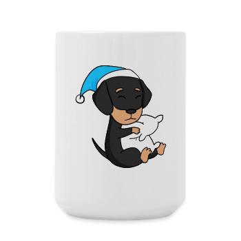 sleeping, tiredness, dog, dog breed, dachshund - Large Mug 440 ml - white - Front