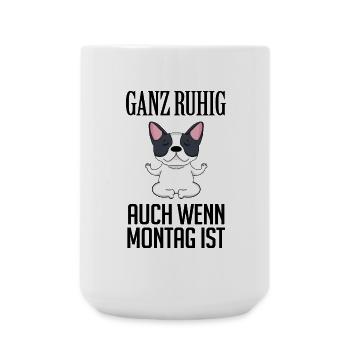 Montag Spruch Yoga Hund - Große Tasse 440 ml - Weiß - Vorne