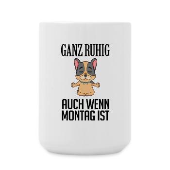 Montag Spruch Yoga Hund - Große Tasse 440 ml - Weiß - Vorne