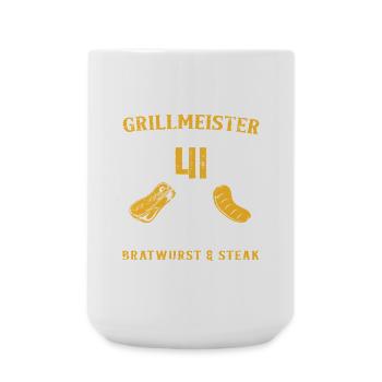 Lustig 41 Geburtstag Griller Grillen Spruch - Große Tasse 440 ml - Weiß - Vorne