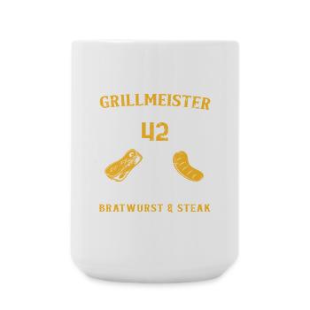Lustig Grillen Griller 42 Geburtstag Spruch - Große Tasse 440 ml - Weiß - Vorne