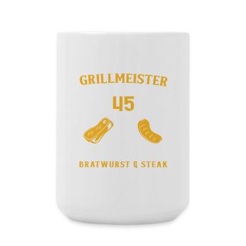 Grill 45 Geburtstag Griller Grillen Spruch - Große Tasse 440 ml - Weiß - Vorne