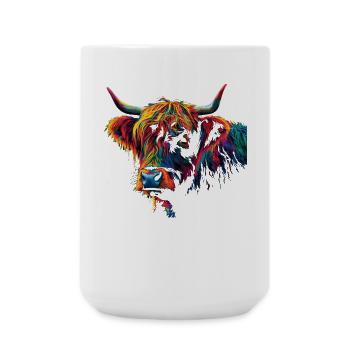 Highland Cow Scottish Highlands Rustic Cattle - Große Tasse 440 ml - Weiß - Vorne