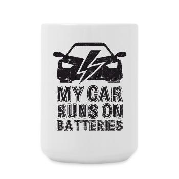 My Car Runs On Batteries eCar Electric Car - Large Mug 440 ml - white - Front
