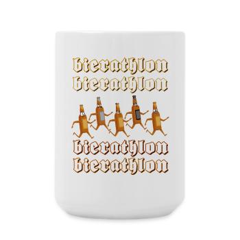 Bierathlon, Bier, Biathlon, Wortwitz, Wortspiel - Große Tasse 440 ml - Weiß - Vorne