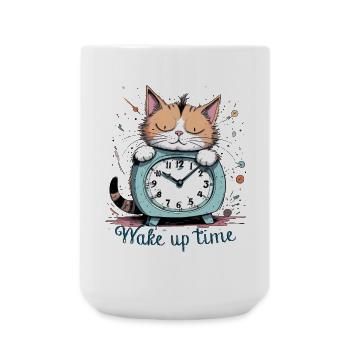 il est temps de se réveiller, humour de chat ! - Grande tasse 440 ml - blanc - Devant