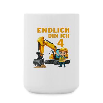 Baggerfahrer Bagger 4 Geburtstag Baggern 4 Jahre - Große Tasse 440 ml - Weiß - Vorne