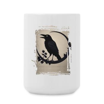 Raven sitting on branch - Large Mug 440 ml - white - Front