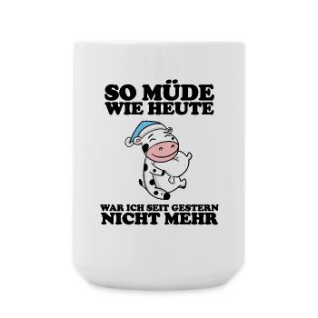 Ausschlafen Müde Spruch lustig Schlafen - Kuh - Große Tasse 440 ml - Weiß - Vorne