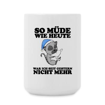 Ausschlafen Müde Spruch lustig Schlafen - Lemur - Große Tasse 440 ml - Weiß - Vorne