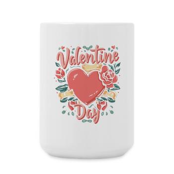 Valentinstags-Blumenherz - Große Tasse 440 ml - Weiß - Vorne