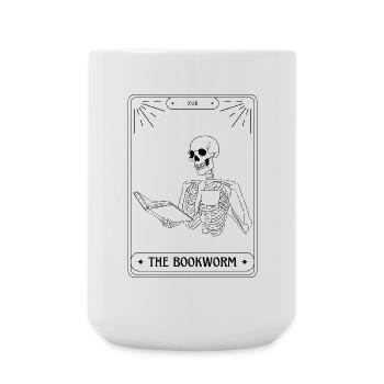Drôle de carte de Tarot squelette livres lecture rat de bibliothèque - Grande tasse 440 ml - blanc - Devant