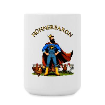 Hühnerbaron Hühnerheld Hühner Fan - Große Tasse 440 ml - Weiß - Vorne